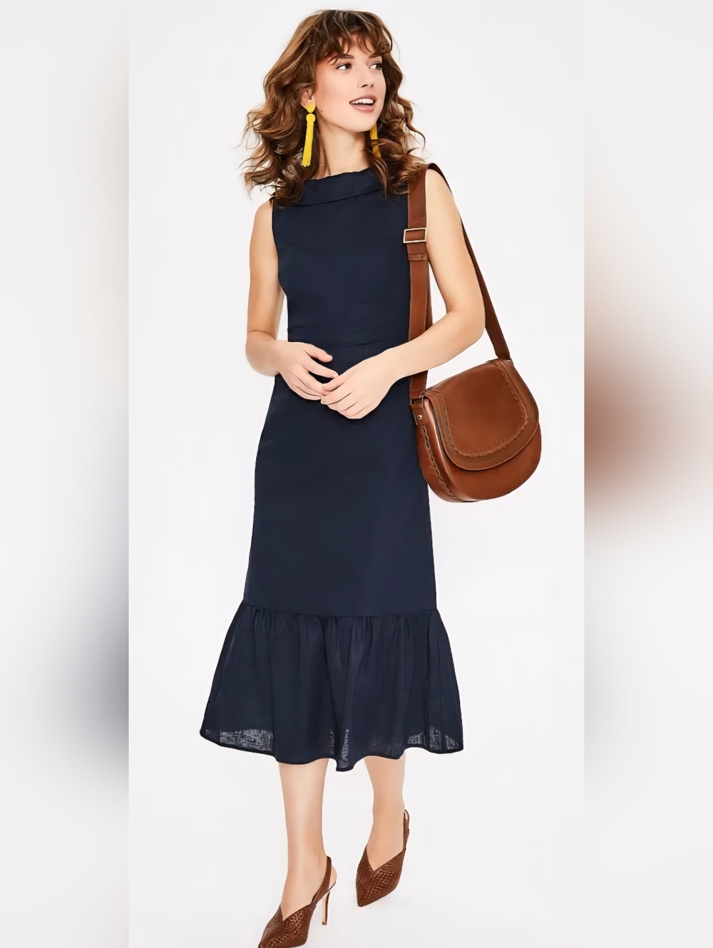 Boden Clarice Midi Dress Navy Size 12 Regular